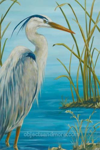 Wetland Blue Heron 30"x20" by CATHY WALTERS